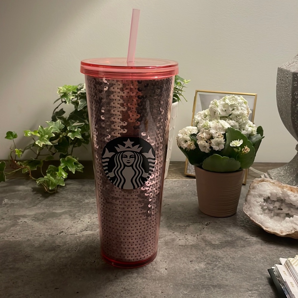 Pink Sequins Starbucks 24 oz Tumbler New!